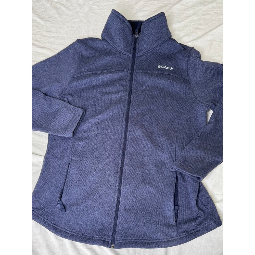 Columbia Women's 1X Navy Blue Full Zip Fleece Jacket Outdoor Hiking Plus Size